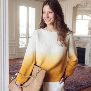 Sezane Gordon pullover sweater ecru mustard yellow ombré XS